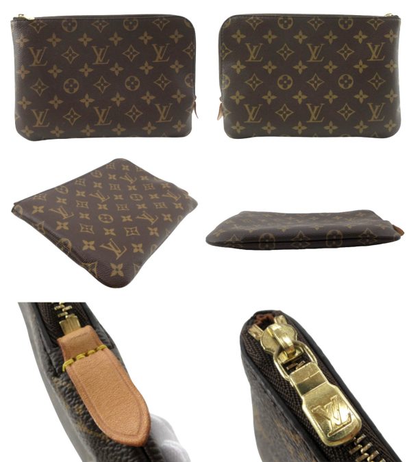 n49469 2 Louis Vuitton Monogram Etuit Voyage PM Clutch Pouch Brown