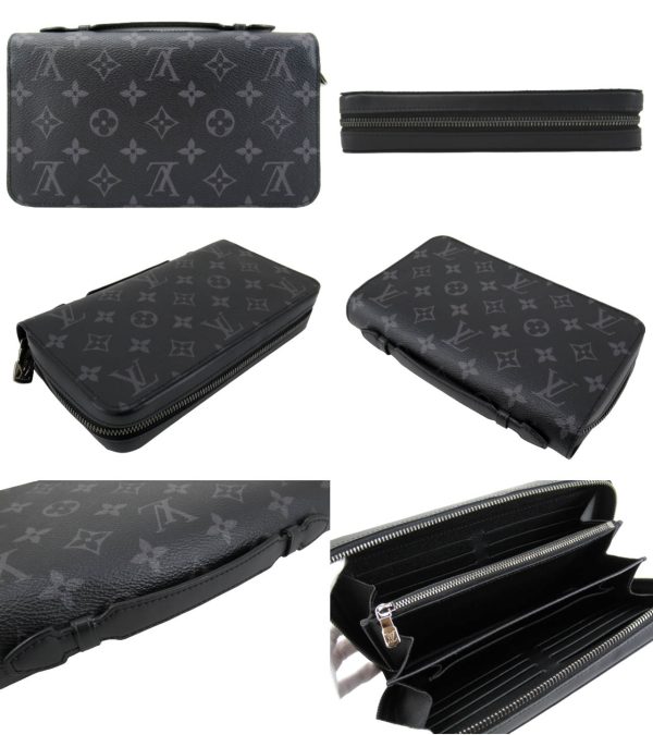 n49472 2 Louis Vuitton Monogram Eclipse Zippy XL Long Wallet Brown