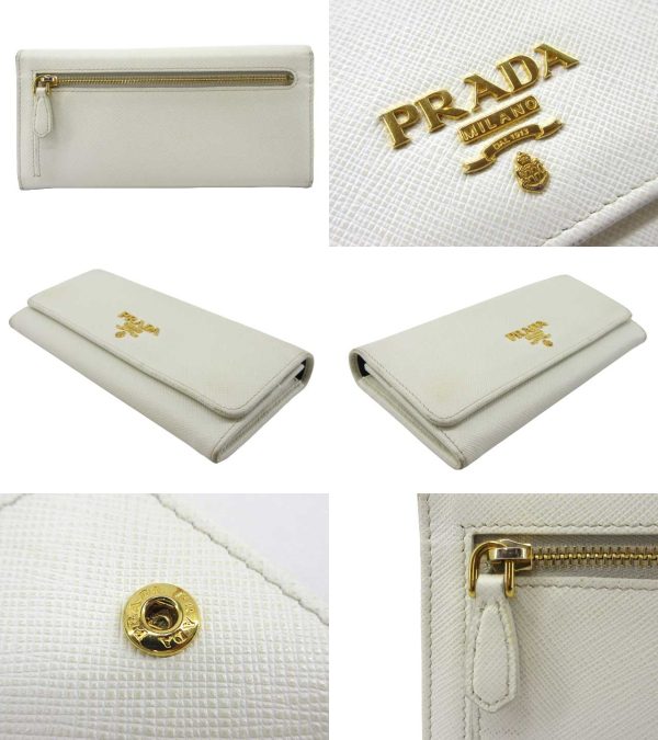 n49547 2 Prada Saffiano Multicolor Long Wallet White