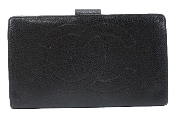 n49549 1 Chanel Caviar Skin Coco Mark Long Wallet Black