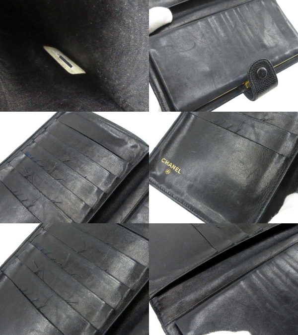 n49549 4 CHANEL Long Wallet Caviar Skin Coco Mark Black