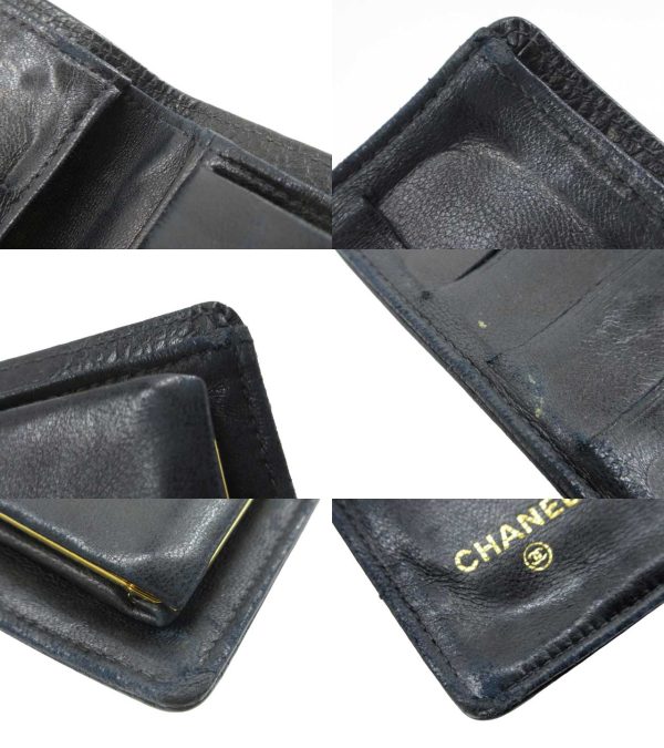 n49549 5 Chanel Caviar Skin Coco Mark Long Wallet Black