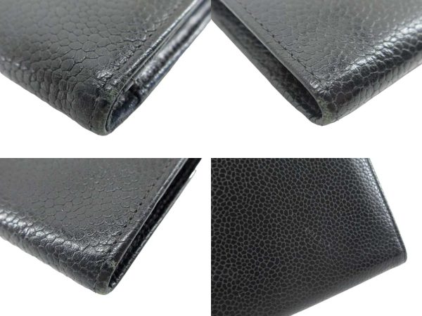 n49549 7 Chanel Caviar Skin Coco Mark Long Wallet Black