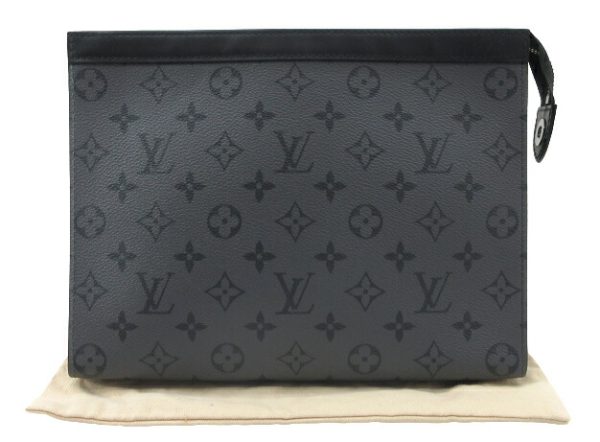 n49565 1 Louis Vuitton Eclipse Reverse Pochette Voyage Clutch Black