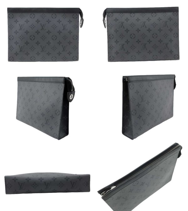 n49565 2 Louis Vuitton Eclipse Reverse Pochette Voyage Clutch Black