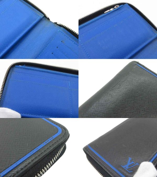 n49567 4 Louis Vuitton Taiga Zippy Wallet Long Wallet Black Blue