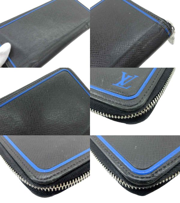 n49567 5 Louis Vuitton Taiga Zippy Wallet Long Wallet Black Blue