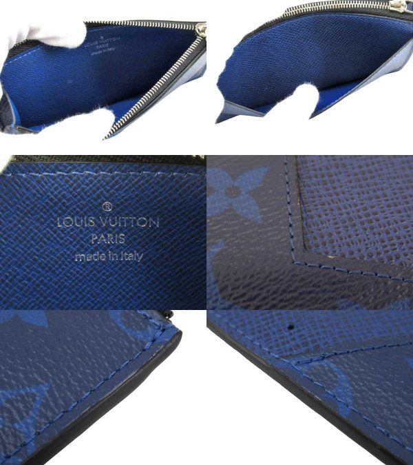 n49574 3 Louis Vuitton Monogram Taiga Coin Card Holder Cobalt