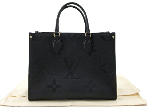 n49575 1 Louis Vuitton Monogram Empreinte On the Go MM 2WAY Shoulder Tote Bag Noir