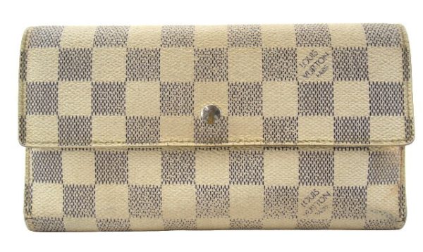 n49577 1 Louis Vuitton Damier Azur Portefeuille Long Wallet Cream