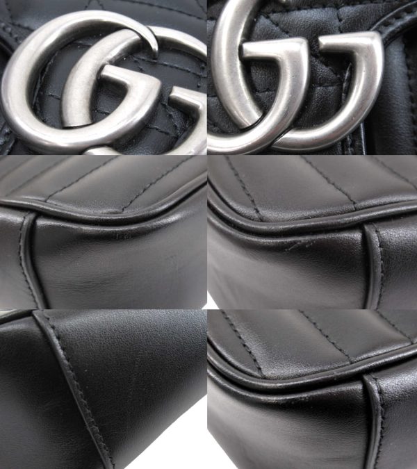 n49665 5 Gucci Aria GG Marmont Small Shoulder Bag Black