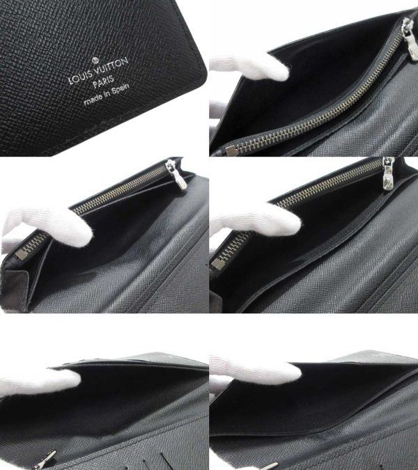 n49669 3 Louis Vuitton Eclipse Split Portefeuille Brazza Long Wallet Black