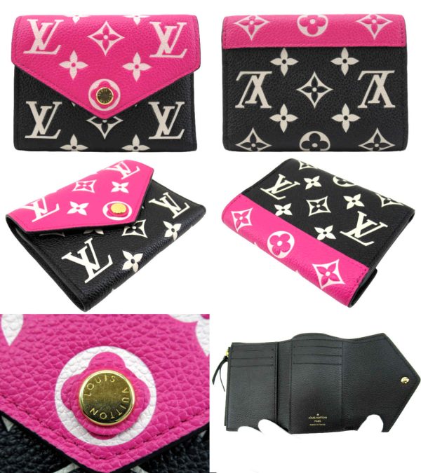 n49681 2 Louis Vuitton Portefeuille Victorine Monogram Wallet Black Pink