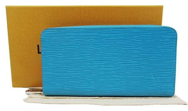 n49682 1 Louis Vuitton Zippy Wallet Epi Turquoise Long Wallet Blue