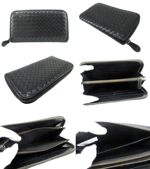 n49761 2 Bottega Veneta Intrecciato Long Wallet Black