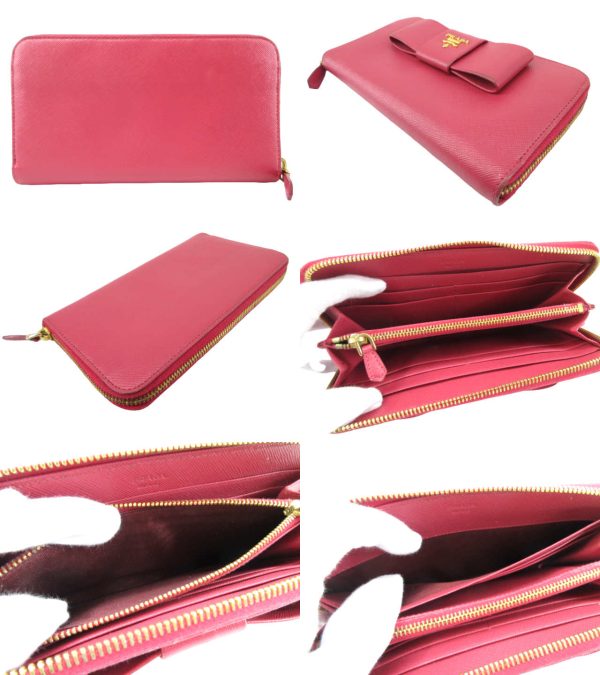 n49762 2 PRADA Saffiano Ribbon Long Wallet Pink