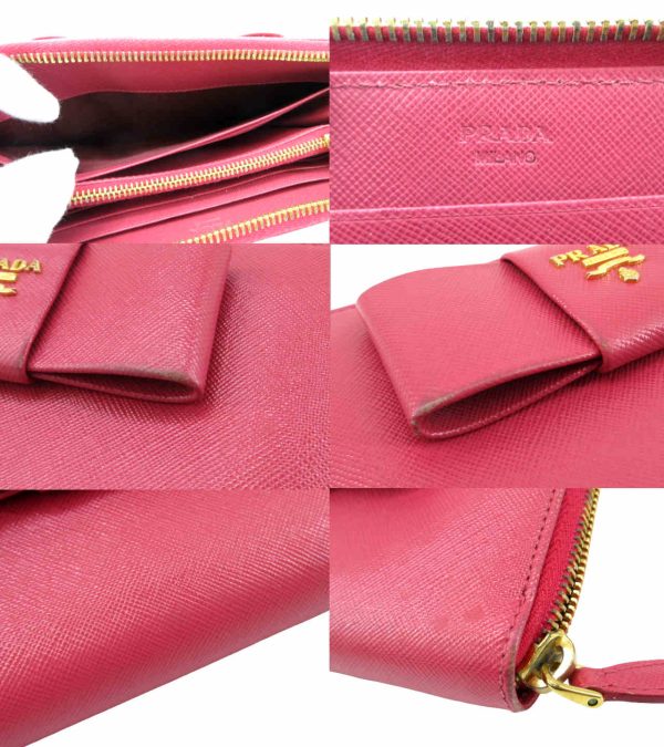 n49762 3 PRADA Saffiano Ribbon Long Wallet Pink