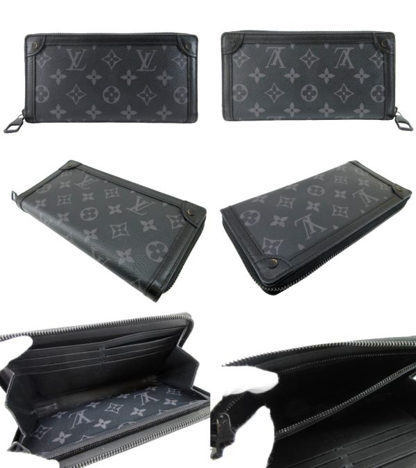 n49770 2 Louis Vuitton Monogram Eclipse Trunk Zippy Wallet Black