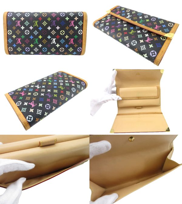 n49771 2 Louis Vuitton Monogram Multicolor Porto Tresor Long Wallet Noir