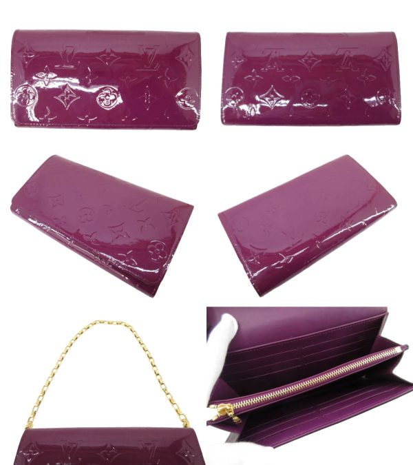 n49777 2 Louis Vuitton Vernis Portefeuille Sara Chain Wallet Amethyst