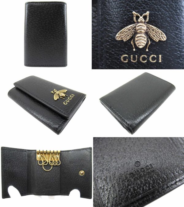 n49908 2 Gucci Animalier Bee Key Case Black