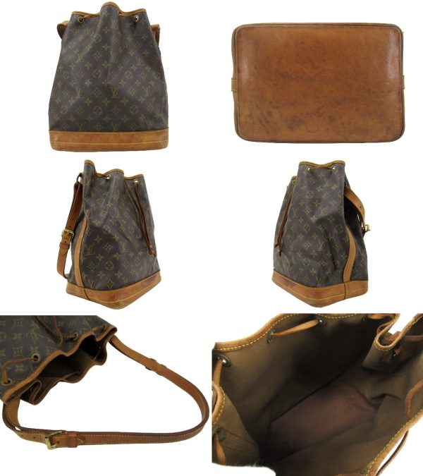 n49912 2 Louis Vuitton Monogram Noe Drawstring Shoulder Bag Brown