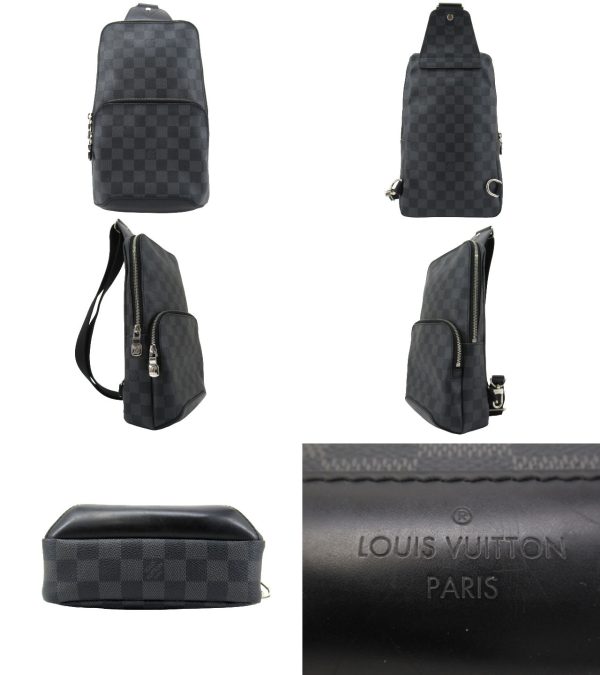 n49914 2 Louis Vuitton Damier Graphite Avenue Sling Body Bag Black