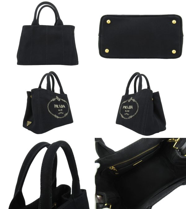 n49982 2 Prada Canapa 2 Way Shoulder Handbag Black