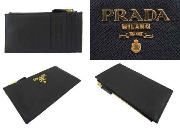 n49987 2 PRADA Saffiano Metal Coin Case Black