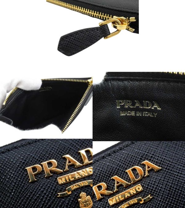 n49987 3 PRADA Saffiano Metal Coin Case Black