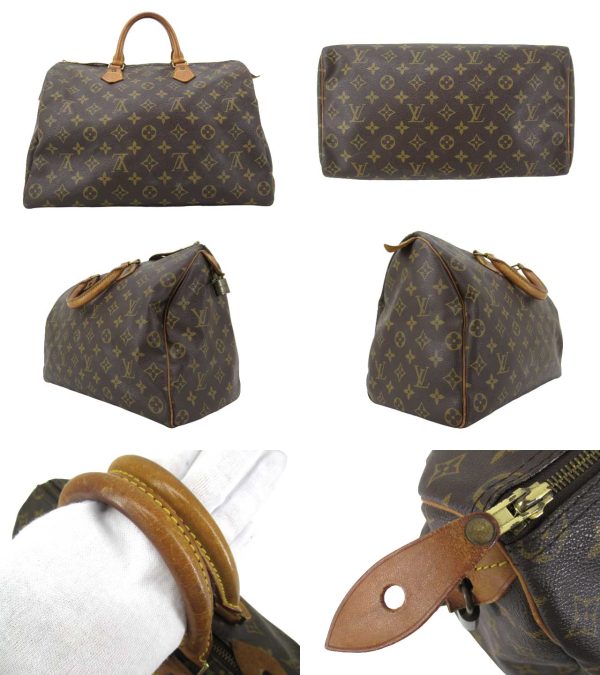 n49989 2 Louis Vuitton Monogram Speedy 35 Handbag Brown