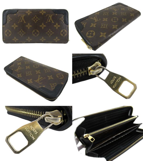 n50029 2 Louis Vuitton Monogram Zippy Wallet Retiro Brown Noir