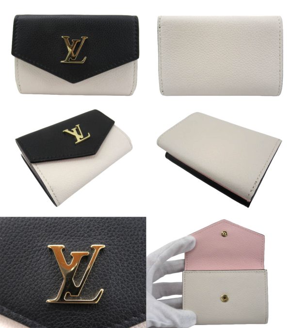 n50034 2 Louis Vuitton Portefeuille lock Mini Wallet Calf Black Ivory