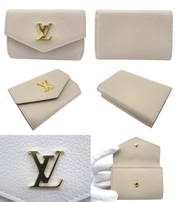 n50035 2 Louis Vuitton Portefeuille lock Mini Wallet Greige Calf Leather