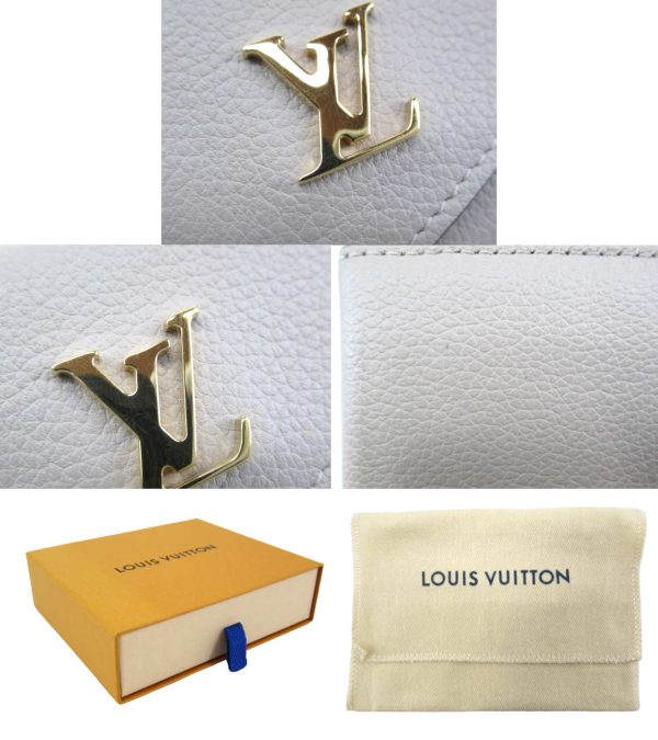 n50035 4 Louis Vuitton Portefeuille lock Mini Wallet Greige Calf Leather