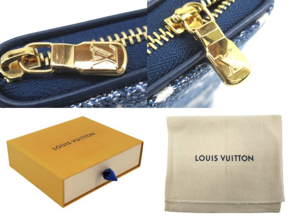 n50037 4 Louis Vuitton Zippy Coin Denim Jacquard Card Case Marine