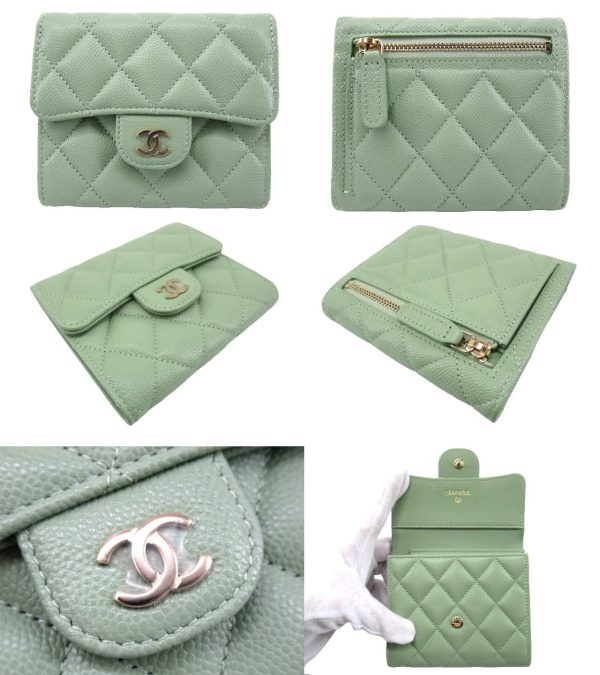 n50052 2 CHANEL Timeless Small Flap Wallet Mint Green