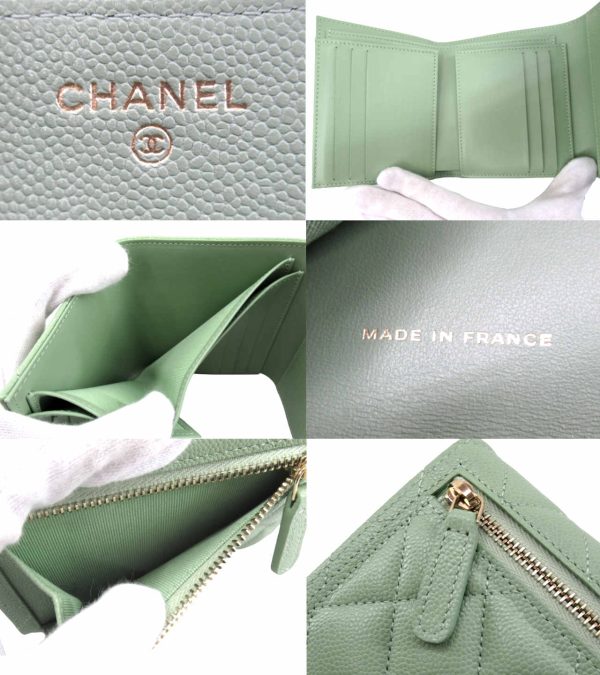 n50052 3 CHANEL Timeless Small Flap Wallet Mint Green