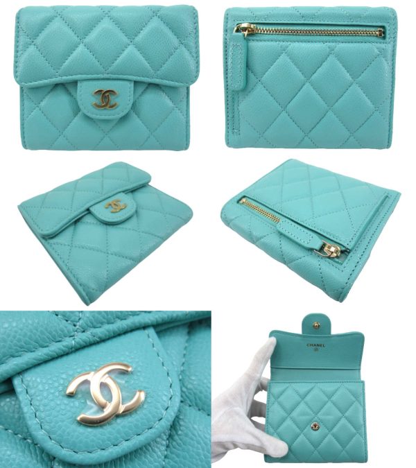 n50053 2 CHANEL Timeless Small Flap Wallet Turquoise