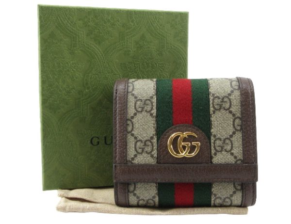 n50055 1 Gucci Offdia GG Supreme Wallet Beige Ebony