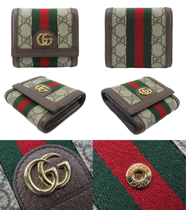 n50055 2 Gucci Offdia GG Supreme Wallet Beige Ebony