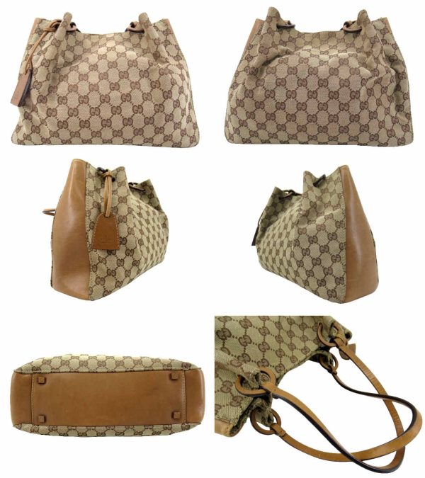 n50131 2 Gucci GG Tote Handbag Beige Brown