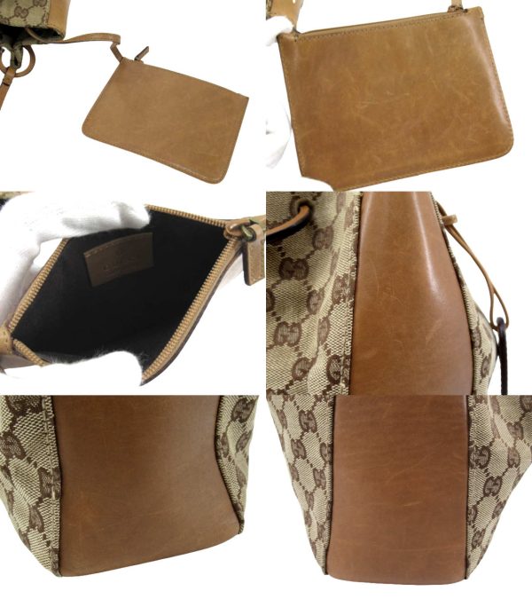 n50131 4 Gucci GG Tote Bag Beige Brown