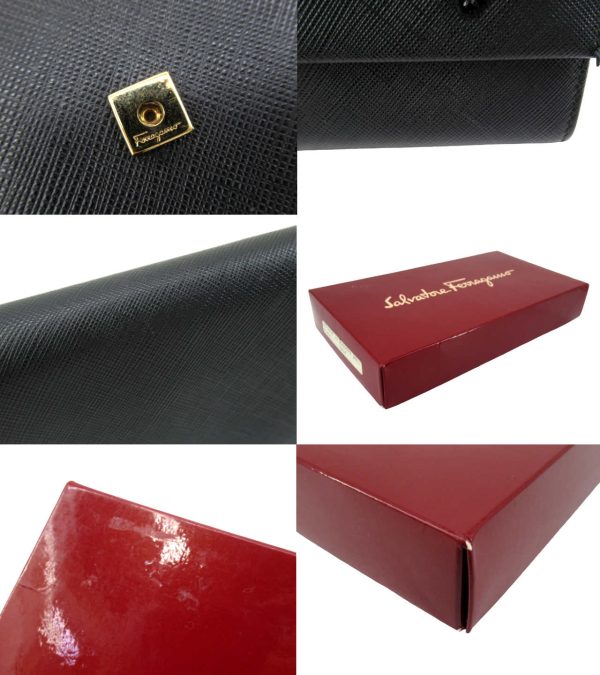 n50229 5 Salvatore Ferragamo Rhinestone Long Wallet Black