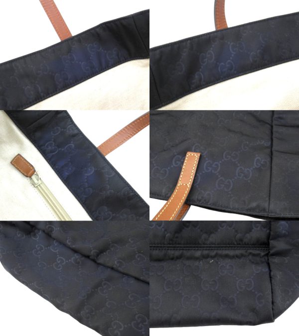 n50236 4 Gucci GG Pattern Nylon Tote Bag Blue