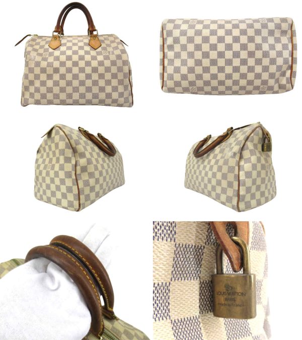 n50243 2 Louis Vuitton Damier Azur Speedy 30 Mini Handbag Cream