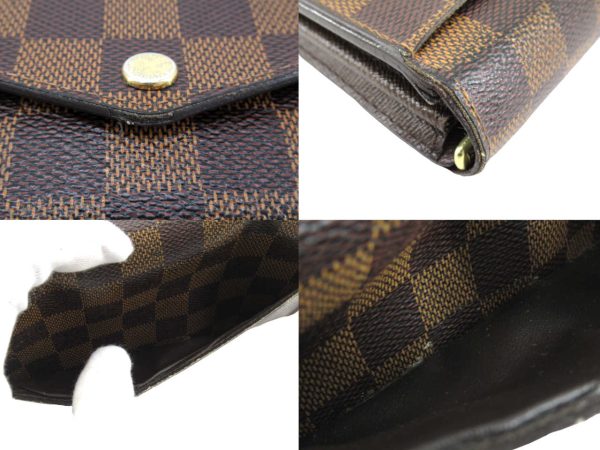 n50244 6 Louis Vuitton Damier Ebene Portefeuille Sara Long Wallet Brown