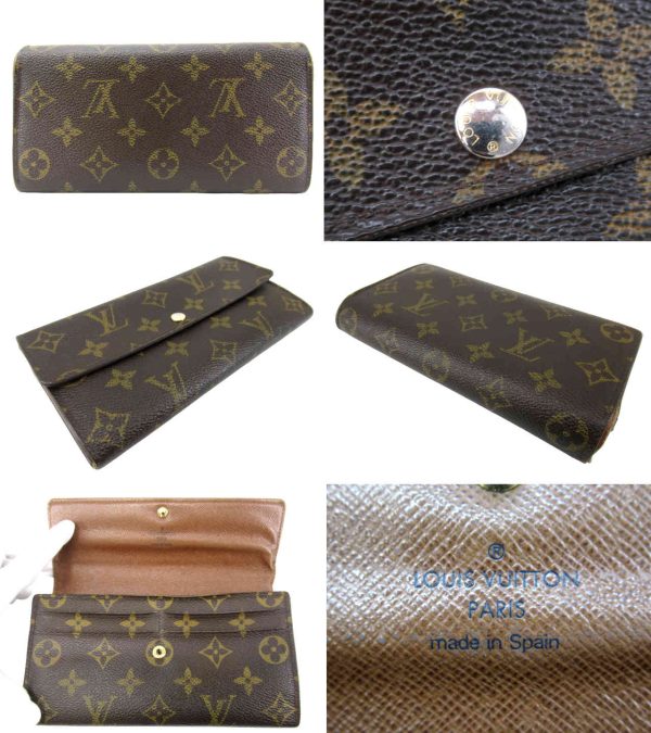 n50245 2 Louis Vuitton Monogram Portefeuille Sara Model Long Wallet Brown