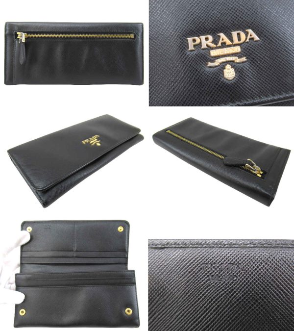 n50328 2 PRADA Saffiano Metal Long Wallet Black