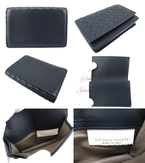 n50504 2 Bottega Veneta Intrecciato Card Case Blue